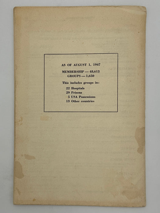 List of AA Groups as of August 1947 Booklet West Coast Collection