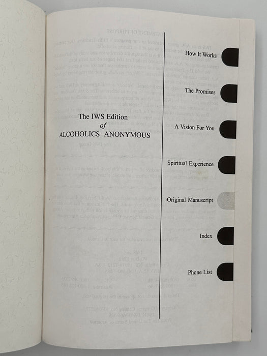 The IWS Study Edition Alcoholics Anonymous Big Book - Founders Day 1995