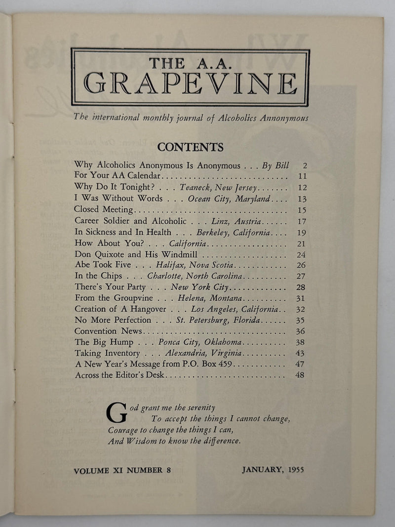 AA Grapevine from January 1955 Recovery Collectibles