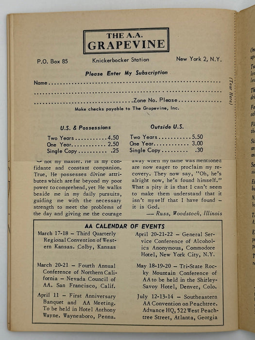 AA Grapevine from March 1951 Recovery Collectibles