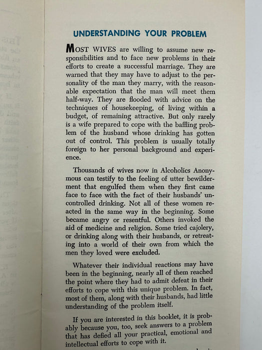 The Alcoholic Husband - AA Pamphlet from 1954