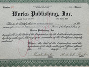Original Works Publishing Stock Certificate - The Alcoholic Foundation (Copy) West Coast Collection