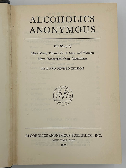 First Issue - Alcoholics Anonymous Second Edition First Printing from 1955 - ODJ Recovery Collectibles