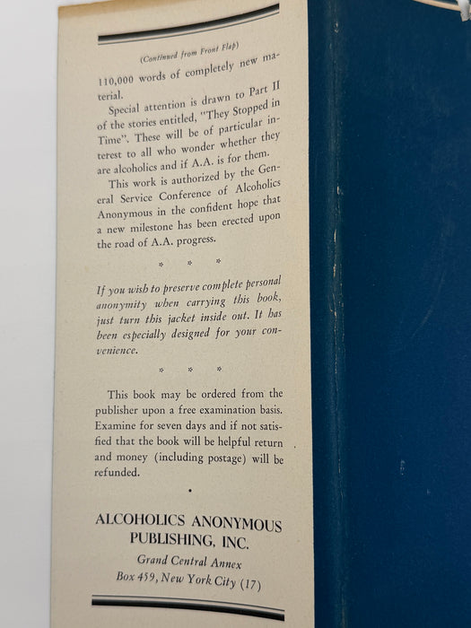 First Issue with Original White Band - Alcoholics Anonymous Second Edition First Printing from 1955 with ODJ