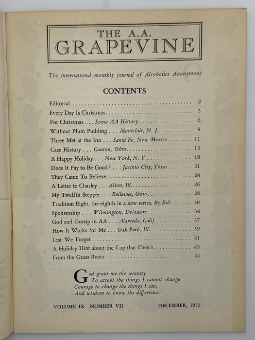AA Grapevine from December 1952