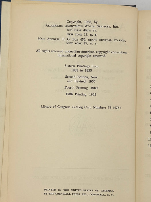 Alcoholics Anonymous Second Edition 5th Printing with ODJ