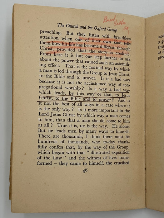 The Church and the Oxford Group by Emil Brunner - First Printing from 1937