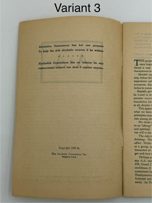 Alcoholics Anonymous 1943–1944 Early Pamphlet — Complete Set of Six Variants
