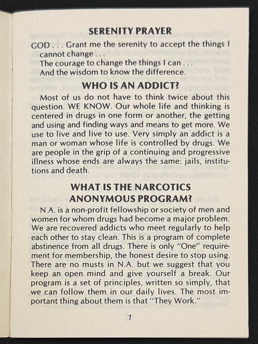 Narcotics Anonymous White Booklet