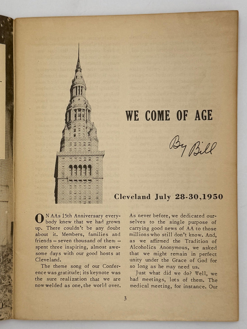 AA Grapevine from September 1950 - We Come of Age by Bill Recovery Collectibles