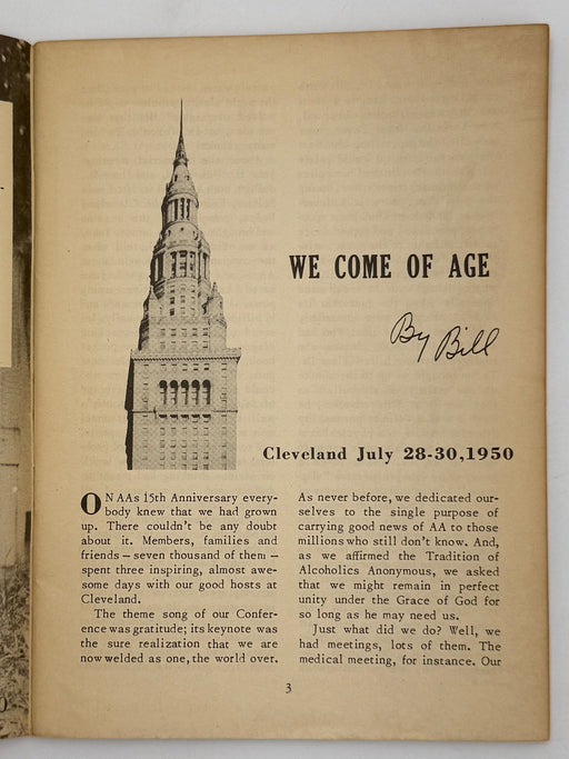AA Grapevine from September 1950 - We Come of Age by Bill Recovery Collectibles