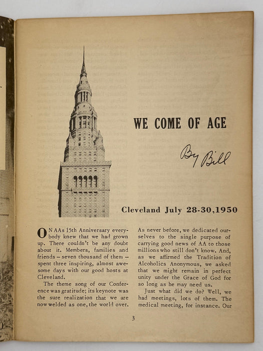 AA Grapevine from September 1950 - We Come of Age by Bill Recovery Collectibles