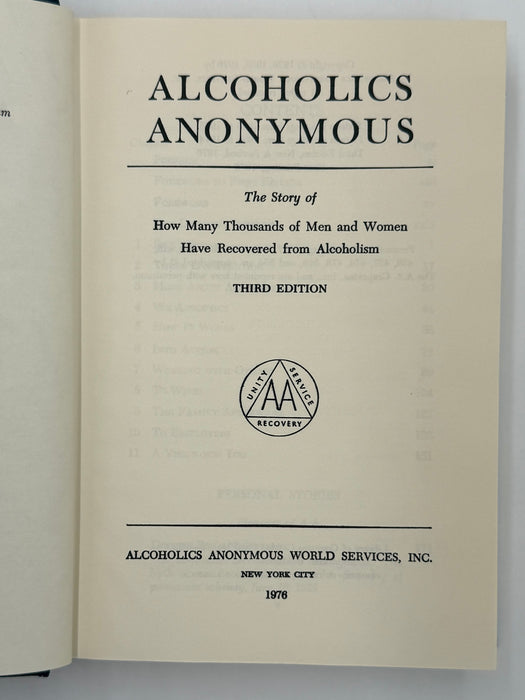 Alcoholics Anonymous Third Edition 1st Printing Big Book