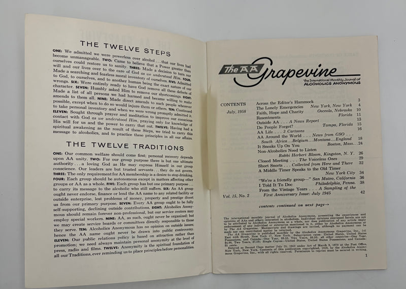 AA Grapevine from July 1958