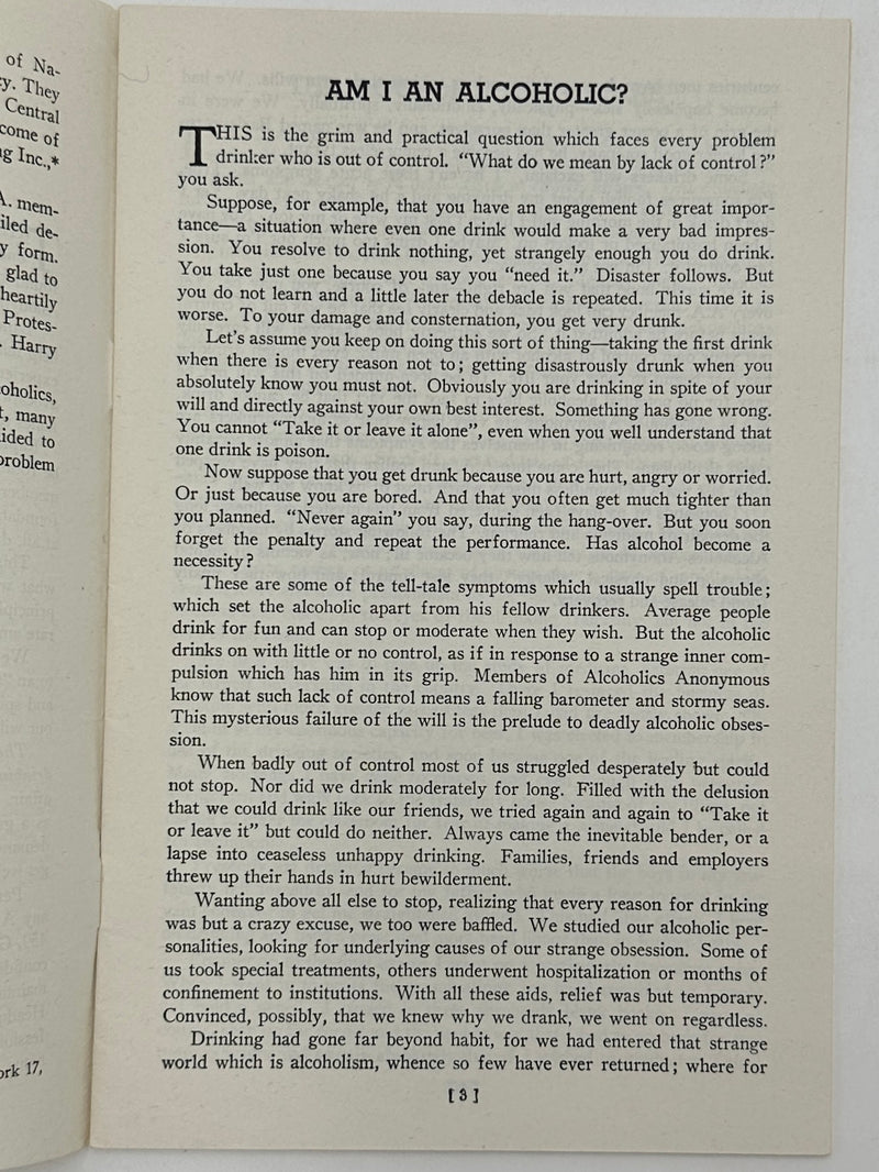 Alcoholics Anonymous Rare 1943 Promo Pamphlet Alcoholic Foundation