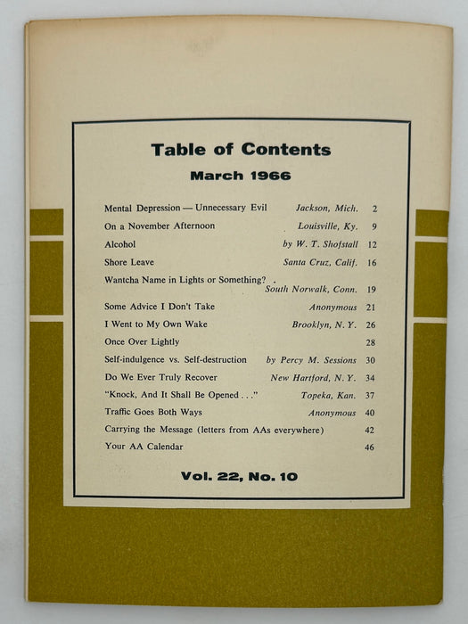 AA Grapevine from March 1966 - Mental Depression
