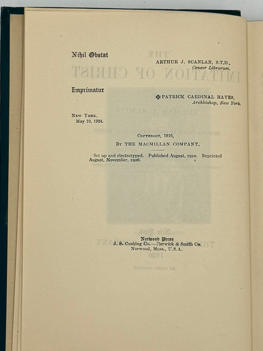 The Imitation of Christ BY THOMAS A KEMPIS - 1926 - ODJ