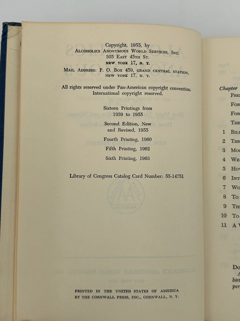 Alcoholics Anonymous Second Edition 6th Printing from 1963 - ODJ Recovery Collectibles