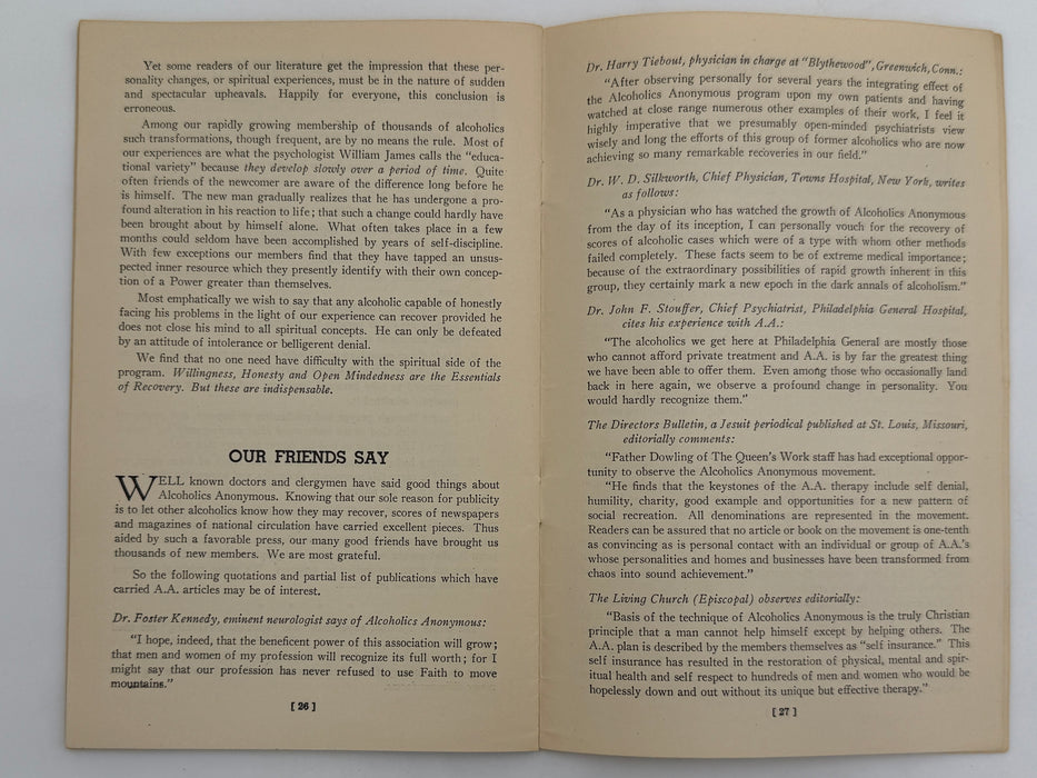 Alcoholics Anonymous 1943 Big Book Promotional Pamphlet