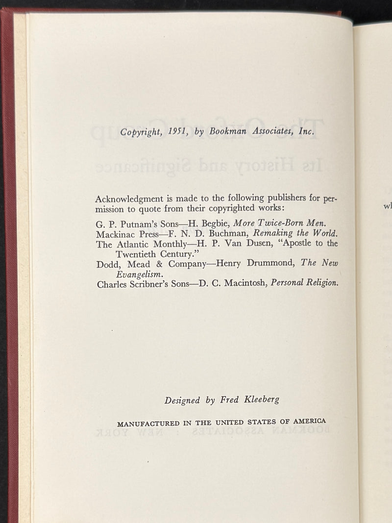The Oxford Group: Its History and Significance | Walter Houston Clark — First Printing, 1951 — Original Dust Jacket
