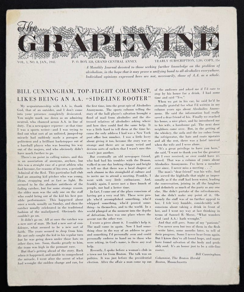 The A.A. Grapevine — January 1945 | Volume I, No. 8