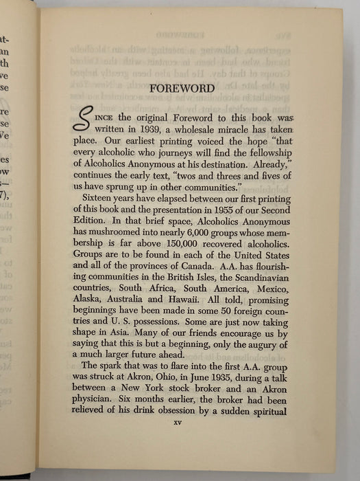 First Issue with Original White Band - Alcoholics Anonymous Second Edition First Printing from 1955 with ODJ