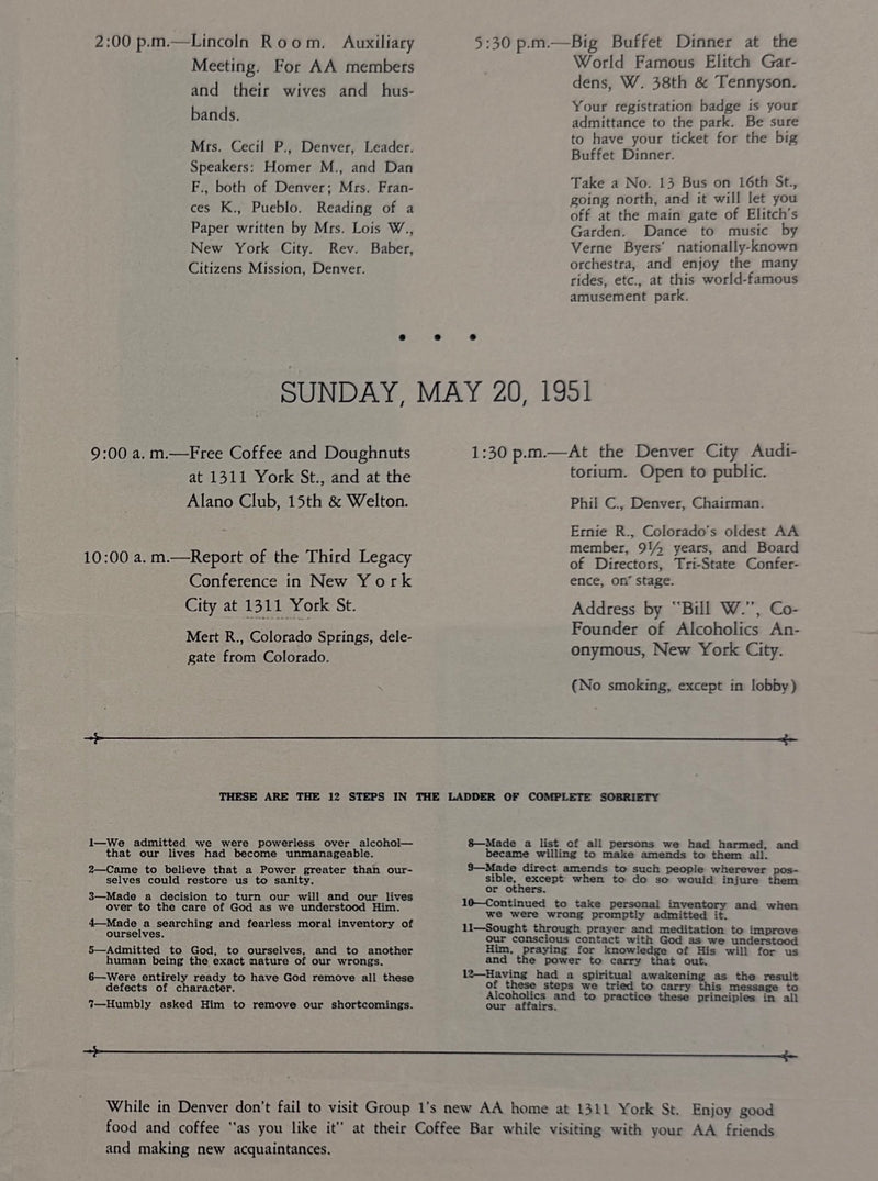 1951 A.A. Tri-State Conference — Denver, Colorado — Bill W. Featured Speaker