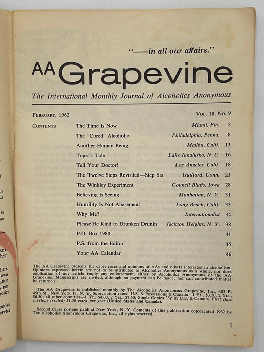 AA Grapevine from February 1962 - The Time is Now