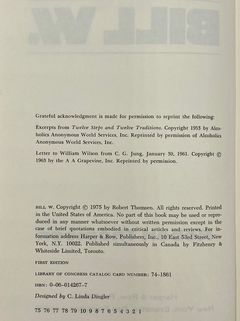 Uncorrected Proof of Bill W. by Robert Thomsen - from 1975 (Copy) Recovery Collectibles