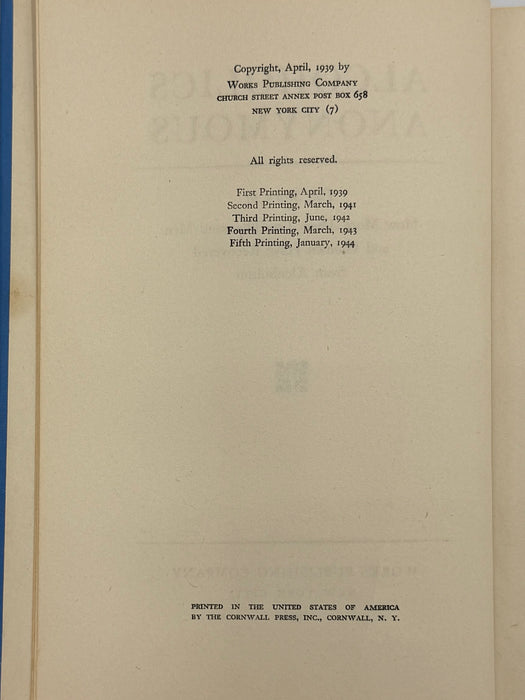 Alcoholics Anonymous First Edition 5th Printing from 1944 - ODJ -  Baby Blue