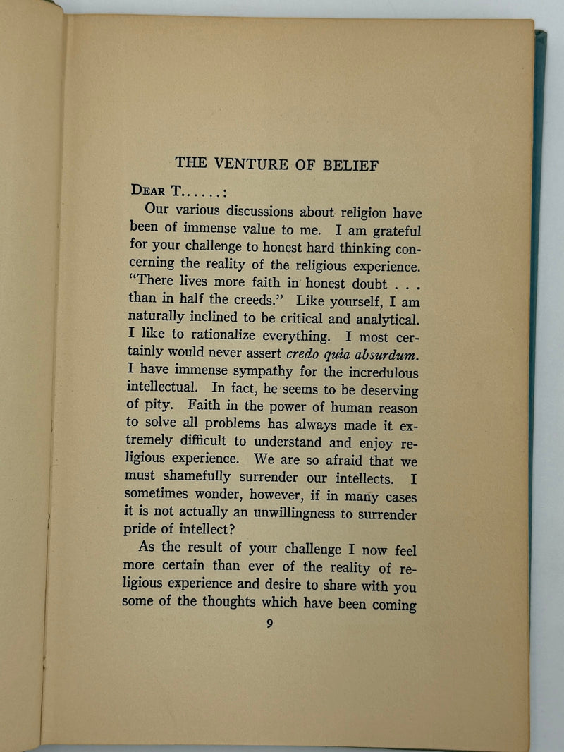 The Venture of Belief by Philip Marshall Brown