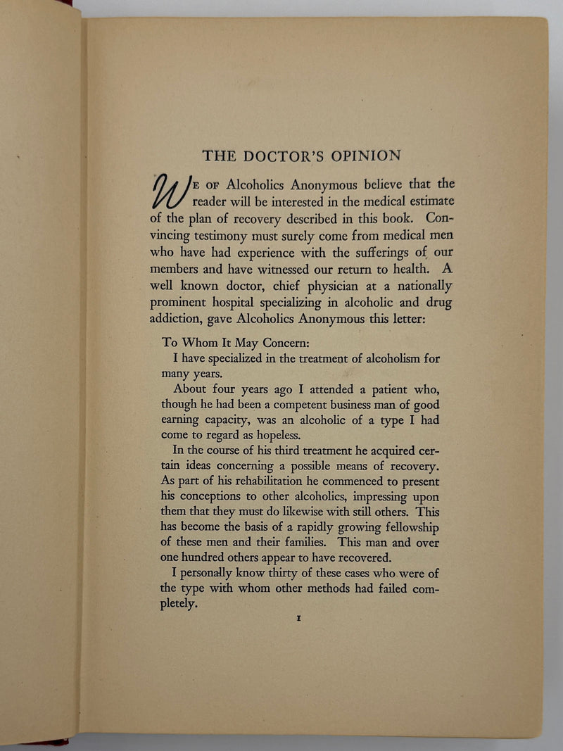 Alcoholics Anonymous (Big Book) — First Edition, First Printing (April 1939)