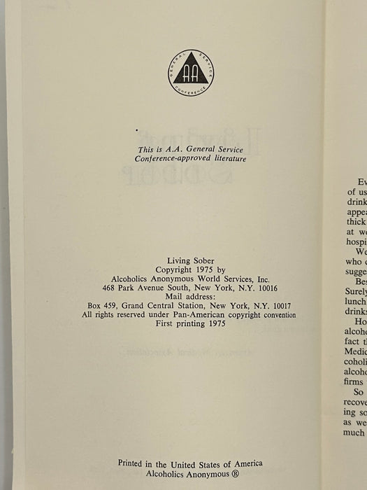 Living Sober - First Printing from 1975