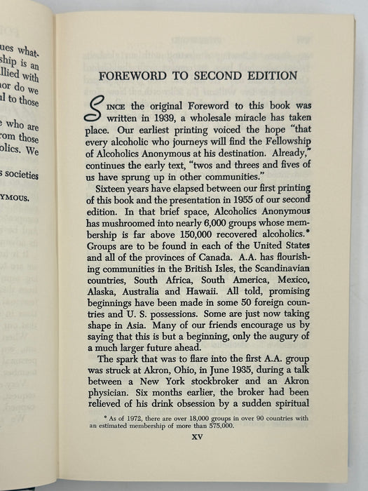 Alcoholics Anonymous Second Edition 15th Printing from 1973 - ODJ
