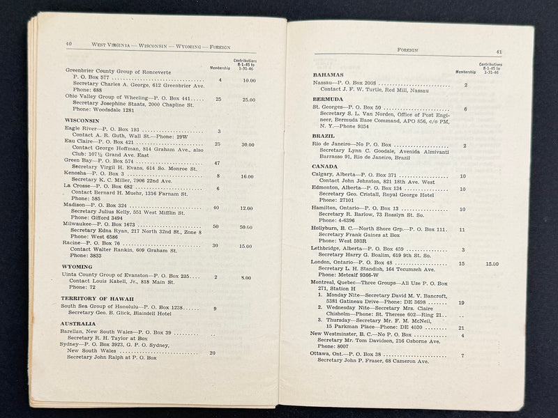 List of AA Groups as of February 1946 — Early Alcoholics Anonymous Directory