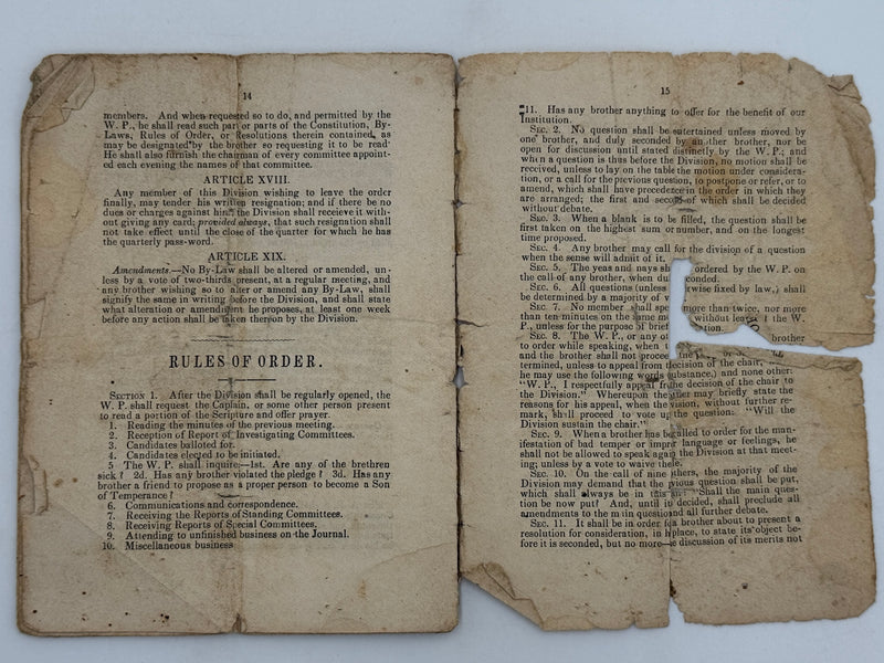 Set of Three Early Sons of Temperance Publications (ca. 1850–1855)