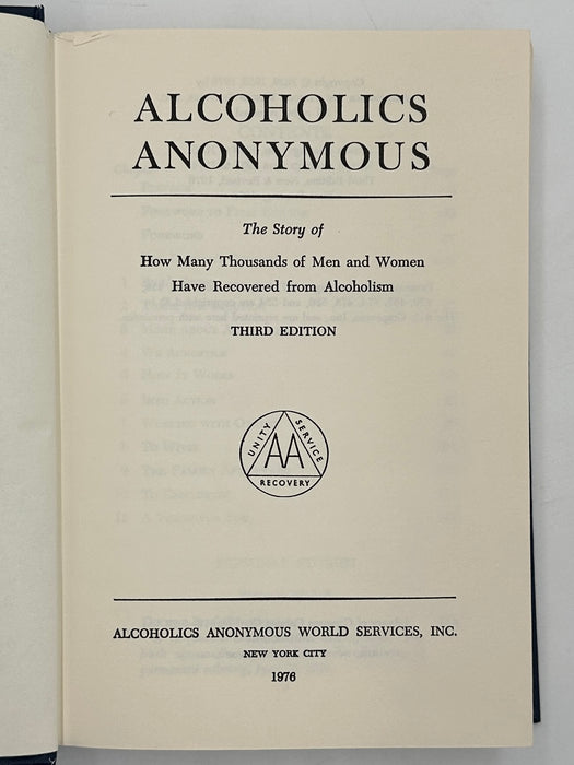 Alcoholics Anonymous Third Edition First Printing from 1976 - ODJ