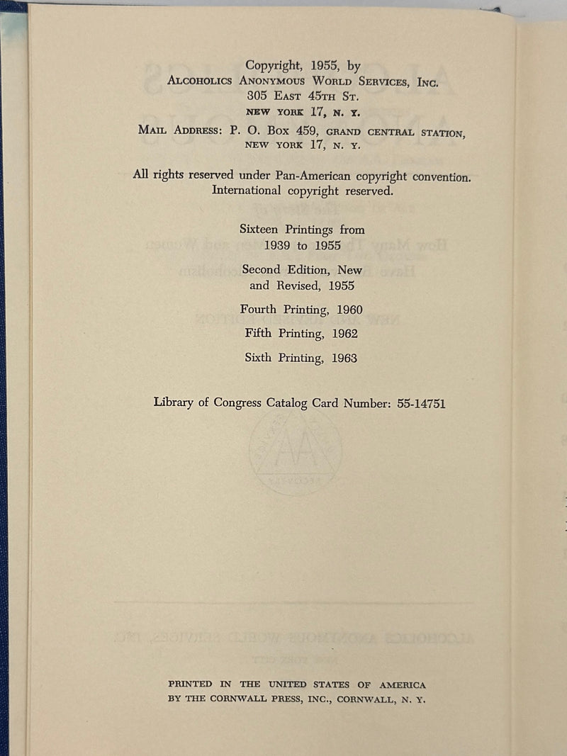 Alcoholics Anonymous Second Edition 6th Printing from 1963 - ODJ
