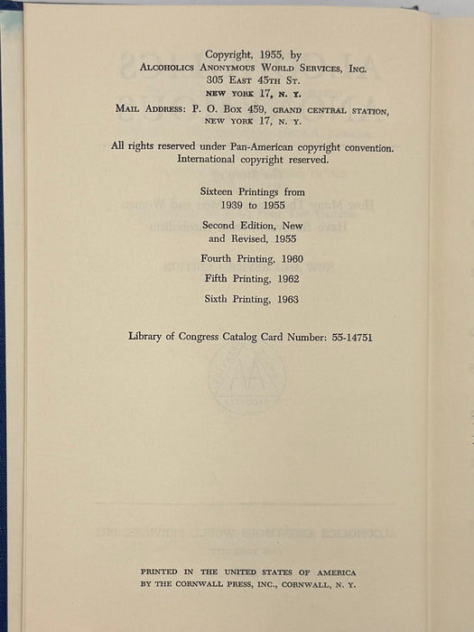 Alcoholics Anonymous Second Edition 6th Printing from 1963 - ODJ