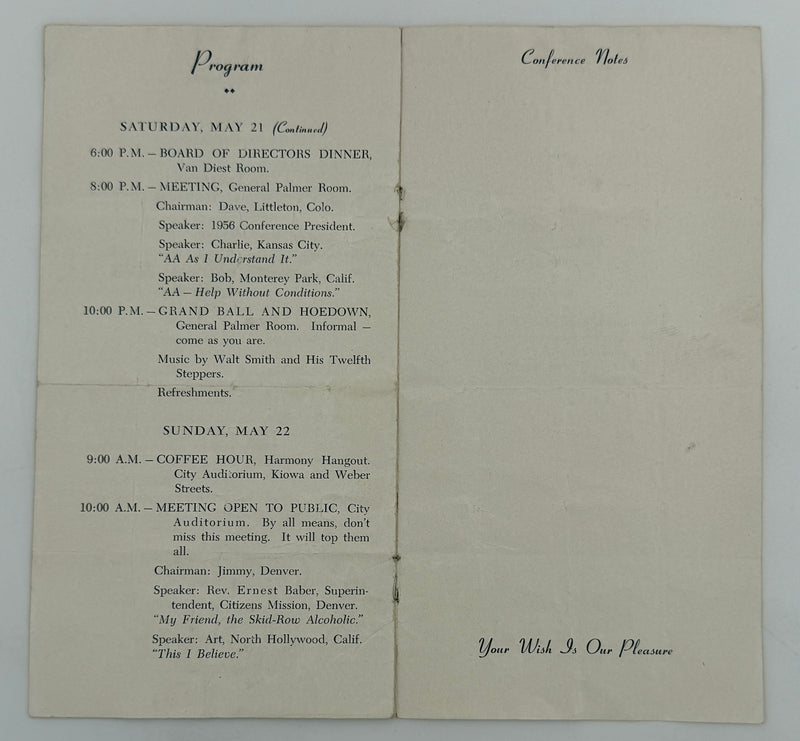 1955 A.A. Tri-State Conference — 8th Annual Program — Colorado Springs, Colorado