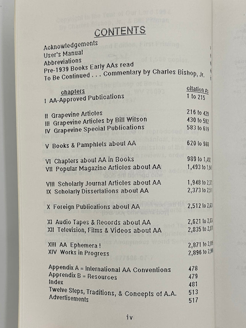 To Be Continued... The Alcoholics Anonymous World Bibliography 1935-1994