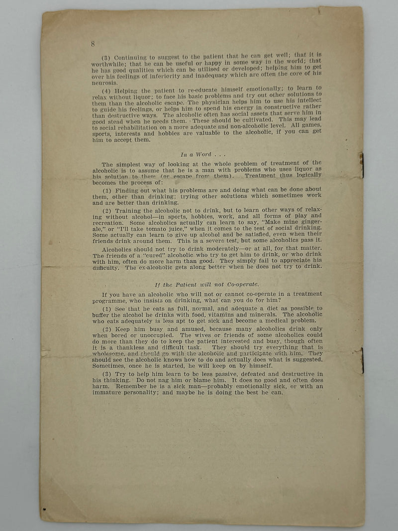 Towards a Better Understanding of Alcoholism (1943)