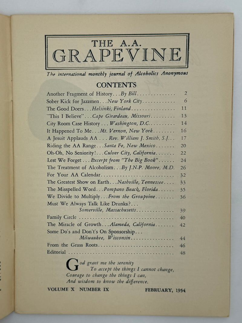 AA Grapevine from February 1954