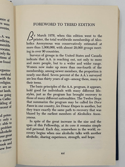 Alcoholics Anonymous Third Edition First Printing from 1976 with ODJ