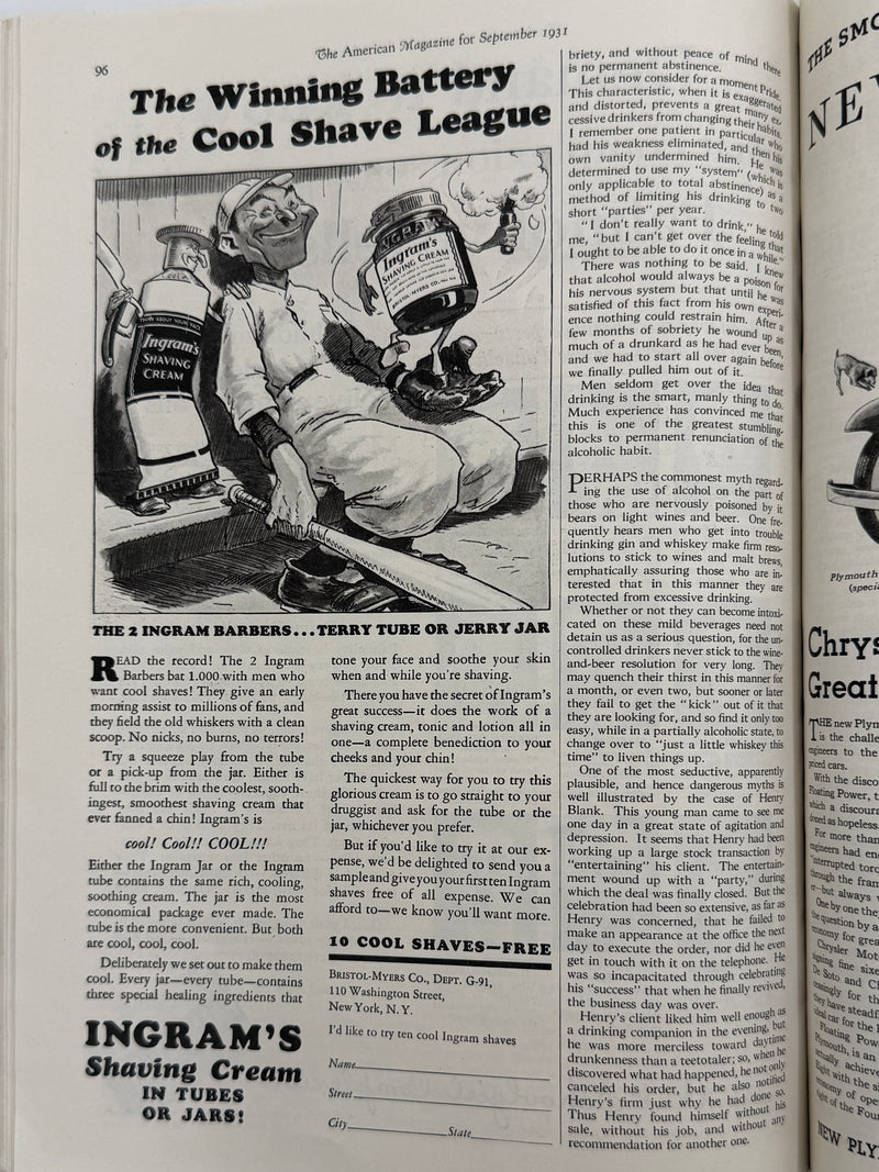 The American Magazine - Includes 'Why Men Drink' by Richard Peabody - September 1931