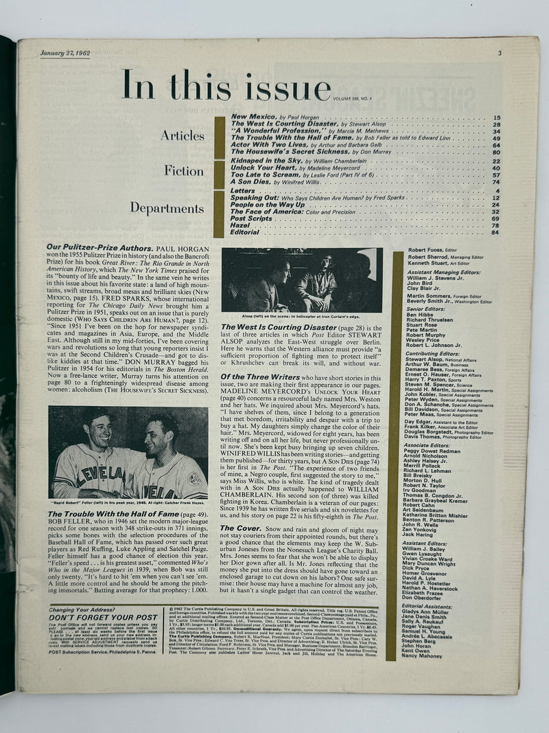 Saturday Evening Post from January 1962 - The Housewife’s Secret Sickness