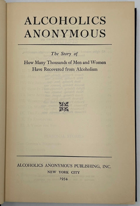 Alcoholics Anonymous — First Edition, Fifteenth Printing (January 1954) With Original Dust Jacket