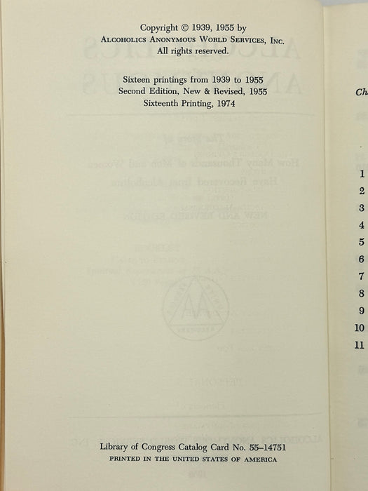 Alcoholics Anonymous Second Edition 16th Printing from 1974 - ODJ
