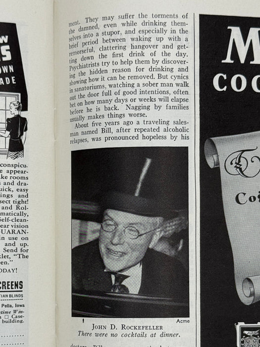 Time Magazine from February 1940 - Alcoholics Anonymous Rockefeller Dinner