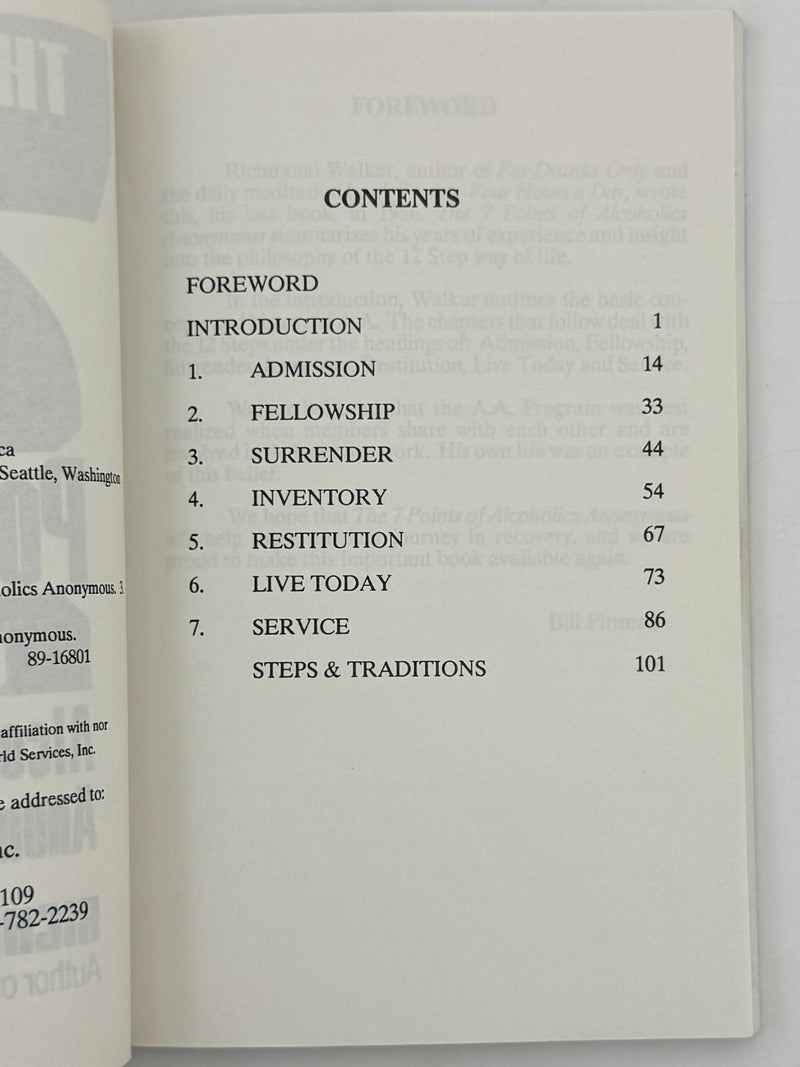 The 7 Points of Alcoholics Anonymous by Richmond Walker